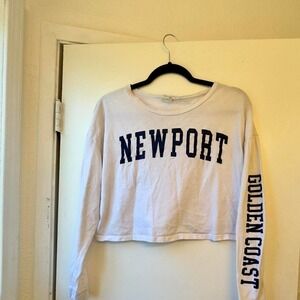 Newport Local Lab Crop Top White Long Sleeve Crop Top Shirt Medium